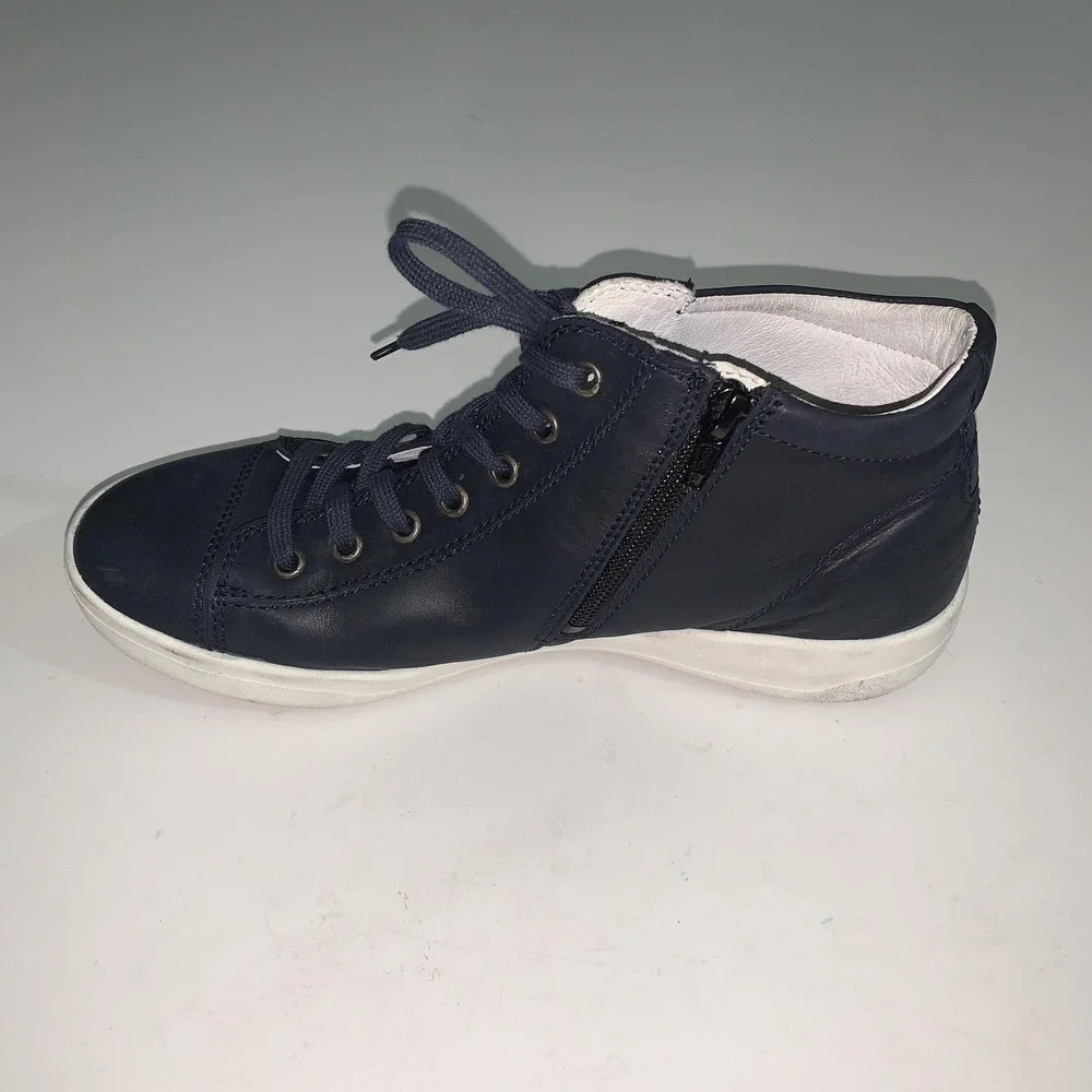 Josef Seibel Shoes Womens 8.5 Blue Leather Lace Up Zip Casual Sneakers